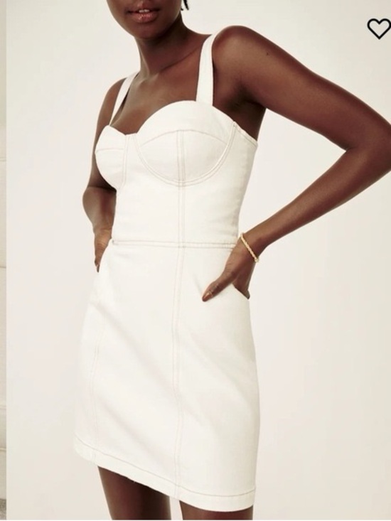 Reformation Dresses & Skirts - Reformation Nikki Bustier Denim Mini‎ Dress Vintage White festival 12